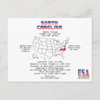 North Carolina American Staat auf einer Karte mit