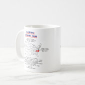 North Carolina American Staat auf einer Karte mit  Kaffeetasse (Vorderseite Links)