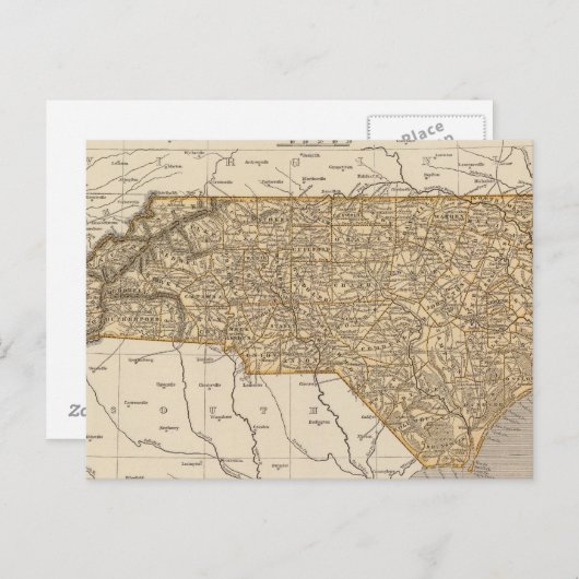 North Carolina Atlas Map Postkarte (Vorne/Hinten)