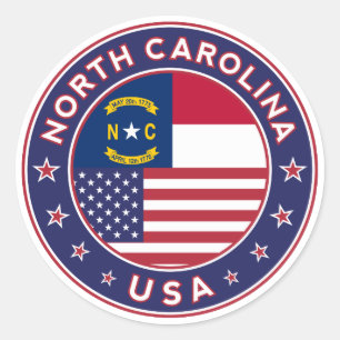 North Carolina Aufkleber, Handy-Gehäuse, Totbeutel Runder Aufkleber