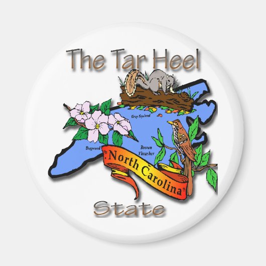 North Carolina Blue The Tar Heel Staat BirdFlower Magnet (Vorne)