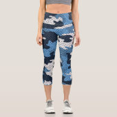 North Carolina Blue & White Heel Camo Printed Capri Leggings (Vorderseite)