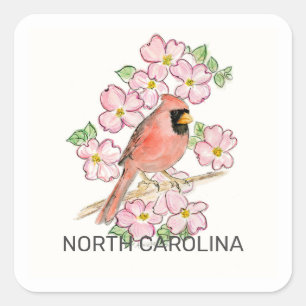 North Carolina Blume Quadratischer Aufkleber