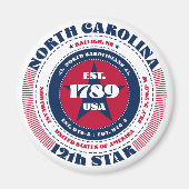 North Carolina Circle Typografy Souvenir Magnet (Vorne)