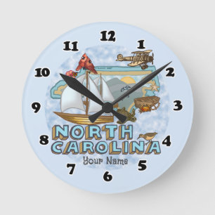 North Carolina Clock Runde Wanduhr
