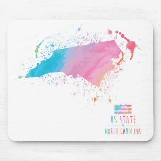 North Carolina der Aquarell-Karten-| Mousepad (Vorne)