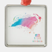 North Carolina der Aquarell-Karten-| Ornament Aus Metall (Vorne)
