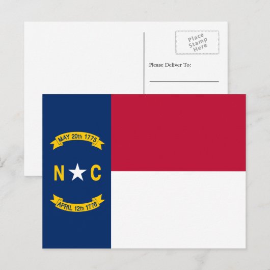 North Carolina Flag, Fahne von North Carolina Postkarte (Vorne/Hinten)