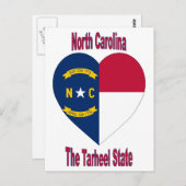 North Carolina Flag Herz Postkarte (Vorne/Hinten)