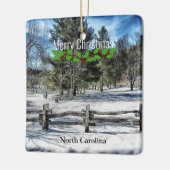 North Carolina, Frohe Weihnachten, Keramikornament (Links)