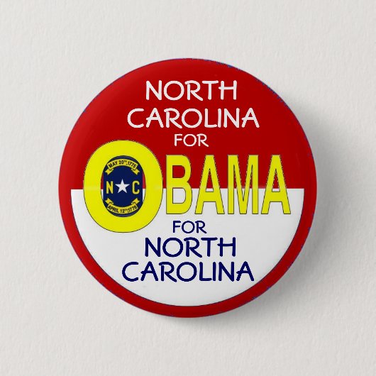 NORTH CAROLINA FÜR OBAMA-Knopf Button (Vorderseite)