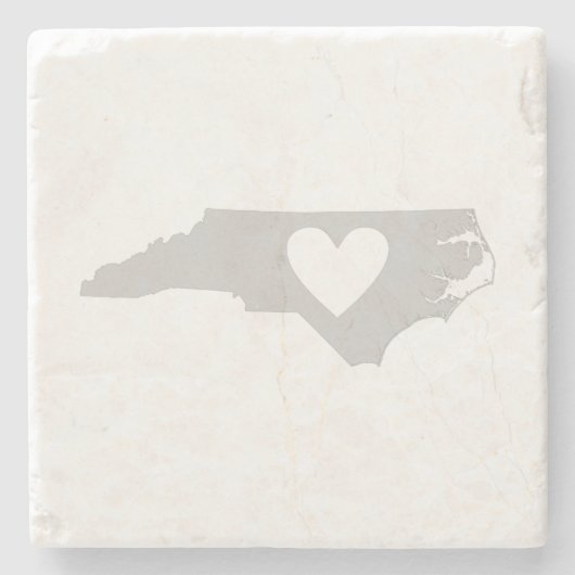North Carolina Grau Karte Form mit Herz Cutout Steinuntersetzer (Vorderseite)