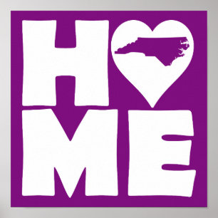North Carolina Home Heart State Poster Schild