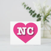 North Carolina Hot Pink Heart - I Liebe NC Postkarte (Stehend Vorderseite)