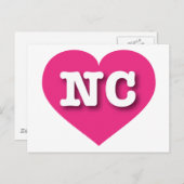 North Carolina Hot Pink Heart - I Liebe NC Postkarte (Vorne/Hinten)