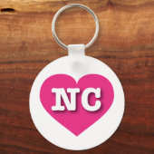North Carolina Hot Pink Heart - I Liebe NC Schlüsselanhänger (Vorderseite)