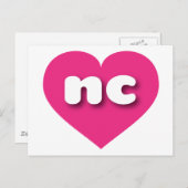 North Carolina Hot Pink heart - I Liebe Postkarte (Vorne/Hinten)