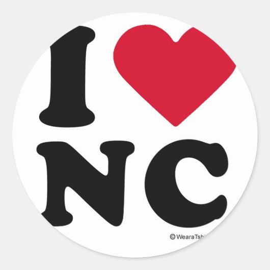 NORTH CAROLINA - "I LIEBE NC" "I LIEBE NORTH CAROL RUNDER AUFKLEBER (Vorderseite)