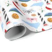 North Carolina Icons Wrapping Paper Geschenkpapier (Rolleneckpunkt)