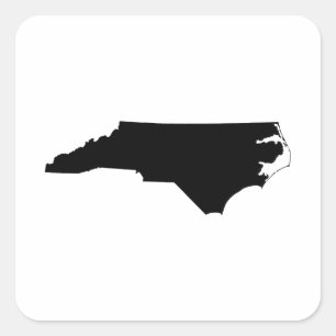 North Carolina in Schwarz und Weiß Quadratischer Aufkleber