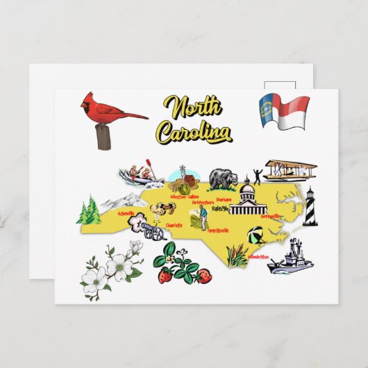 North Carolina Karte Beschreibung (Vorne/Hinten)