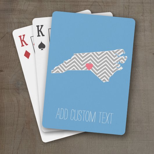 North Carolina Karte mit benutzerdefiniertem Herz  Spielkarten