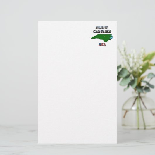 North Carolina Karte und Text (Stehend Vorderseite)