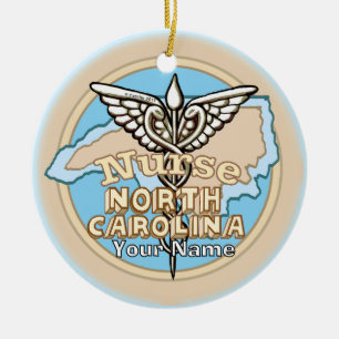 North Carolina Krankenschwester Caduceus  Keramik Ornament
