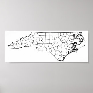North Carolina Landkreises Leere Kontur Karte Poster
