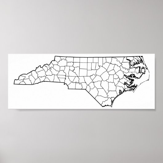 North Carolina Landkreises Leere Kontur Karte Poster (Vorne)