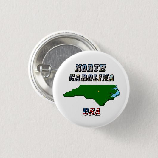 North Carolina Map and Text Button (Vorne & Hinten)
