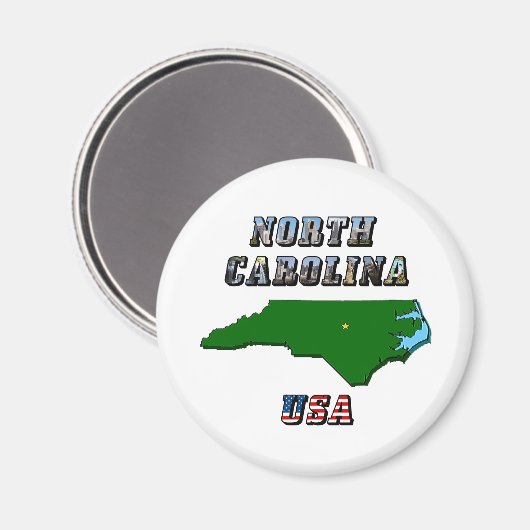 North Carolina Map and Text Magnet (Vorderseite/Rückseite)