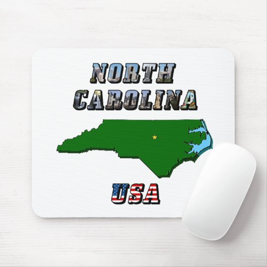 North Carolina Map and Text Mousepad (Mit Mouse)