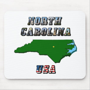North Carolina Map and Text Mousepad