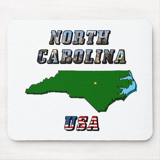 North Carolina Map and Text Mousepad (Vorne)