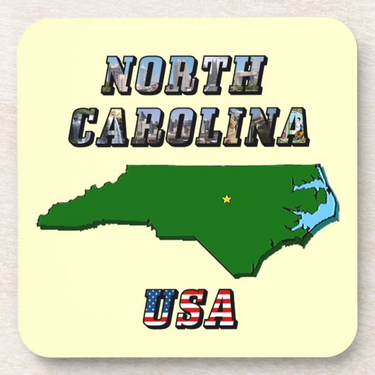 North Carolina Map and Text Untersetzer (Vorderseite)