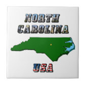 North Carolina Map Kontur, Foto und US Flag Text Fliese (Vorderseite)