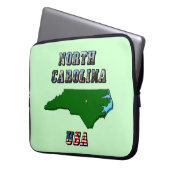 North Carolina Map Kontur, Foto und US Flag Text Laptopschutzhülle (Vorderseite Links)