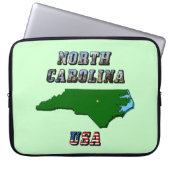 North Carolina Map Kontur, Foto und US Flag Text Laptopschutzhülle (Vorderseite)