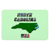 North Carolina Map Kontur, Foto und US Flag Text Magnet (Horizontal)