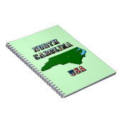 North Carolina Map Kontur, Foto und US Flag Text Notizblock (Rechte Seite)