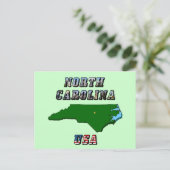North Carolina Map Kontur, Foto und US Flag Text Postkarte (Stehend Vorderseite)