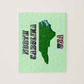 North Carolina Map Kontur, Foto und US Flag Text Puzzle (Vertikal)