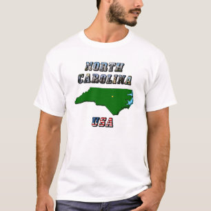North Carolina Map Kontur, Foto und US Flag Text T-Shirt