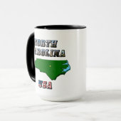 North Carolina Map Kontur, Foto und US Flag Text Tasse (Vorderseite Links)
