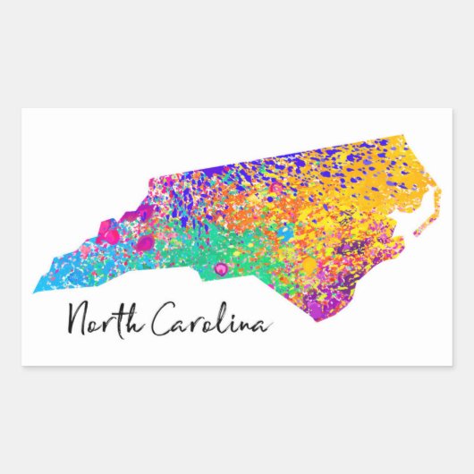 North Carolina Moderne Karte Rechteckiger Aufkleber (Vorderseite)