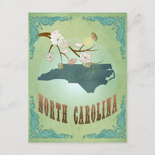 North Carolina Moderne Vintage-State-Karte – Grün Postkarte