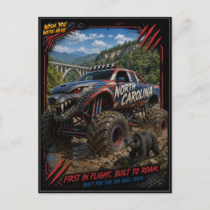 North Carolina Monster Truck Gelände Kunst Postkarte