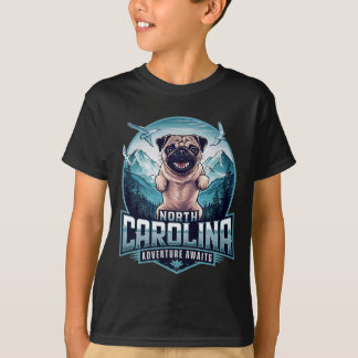 North Carolina Mops Hund Lustig Bergwandern Outdoo T-Shirt