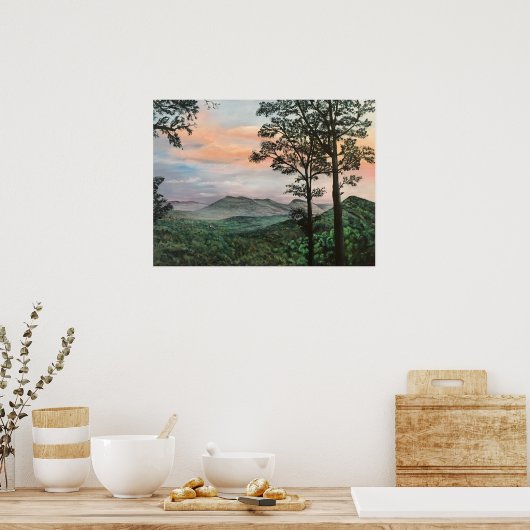 North Carolina Mountain Sunrise Acrylmalerei Poster (Küche)